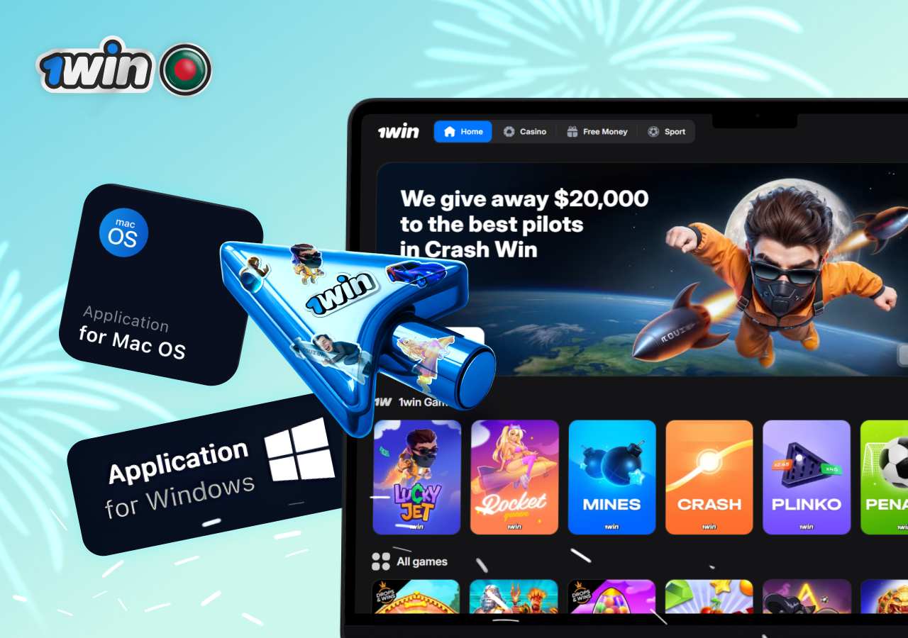 Free 1win APK installation in Bangladesh for casino and sports